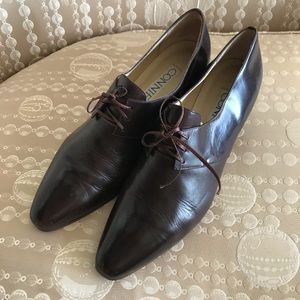 Brown Leather laced pumps -CONNIE- only worn once